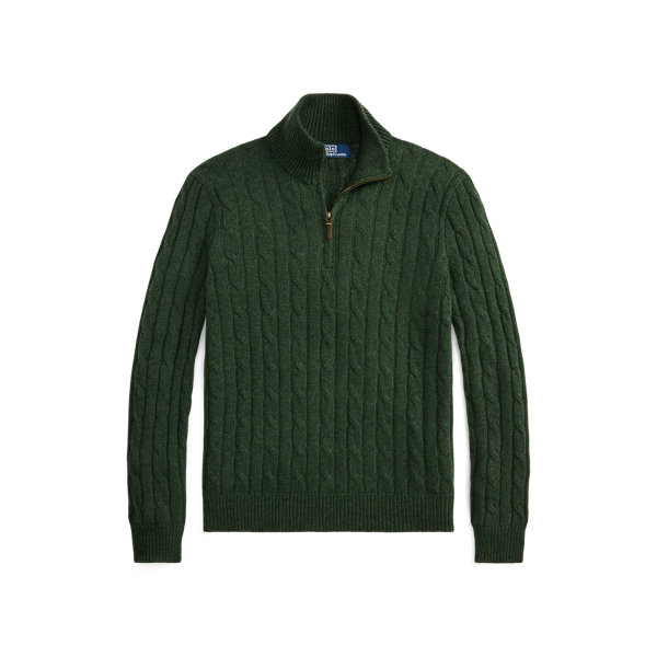 Cable-Knit Cashmere Quarter-Zip Sweater