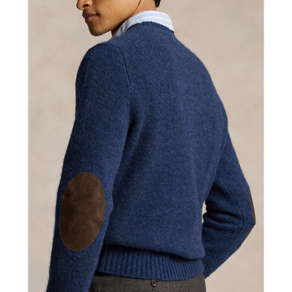 Midnight Navy Heather Suede Patch Jumper Polo Ralph Lauren 6