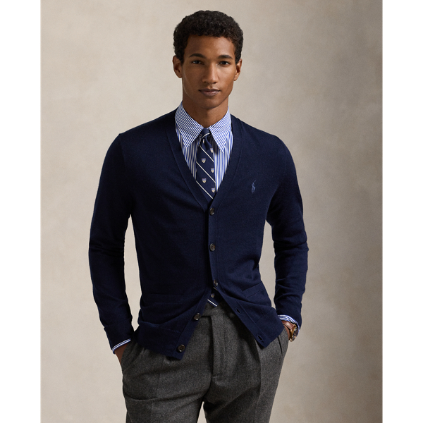 Slim Fit Washable Wool V Neck Cardigan