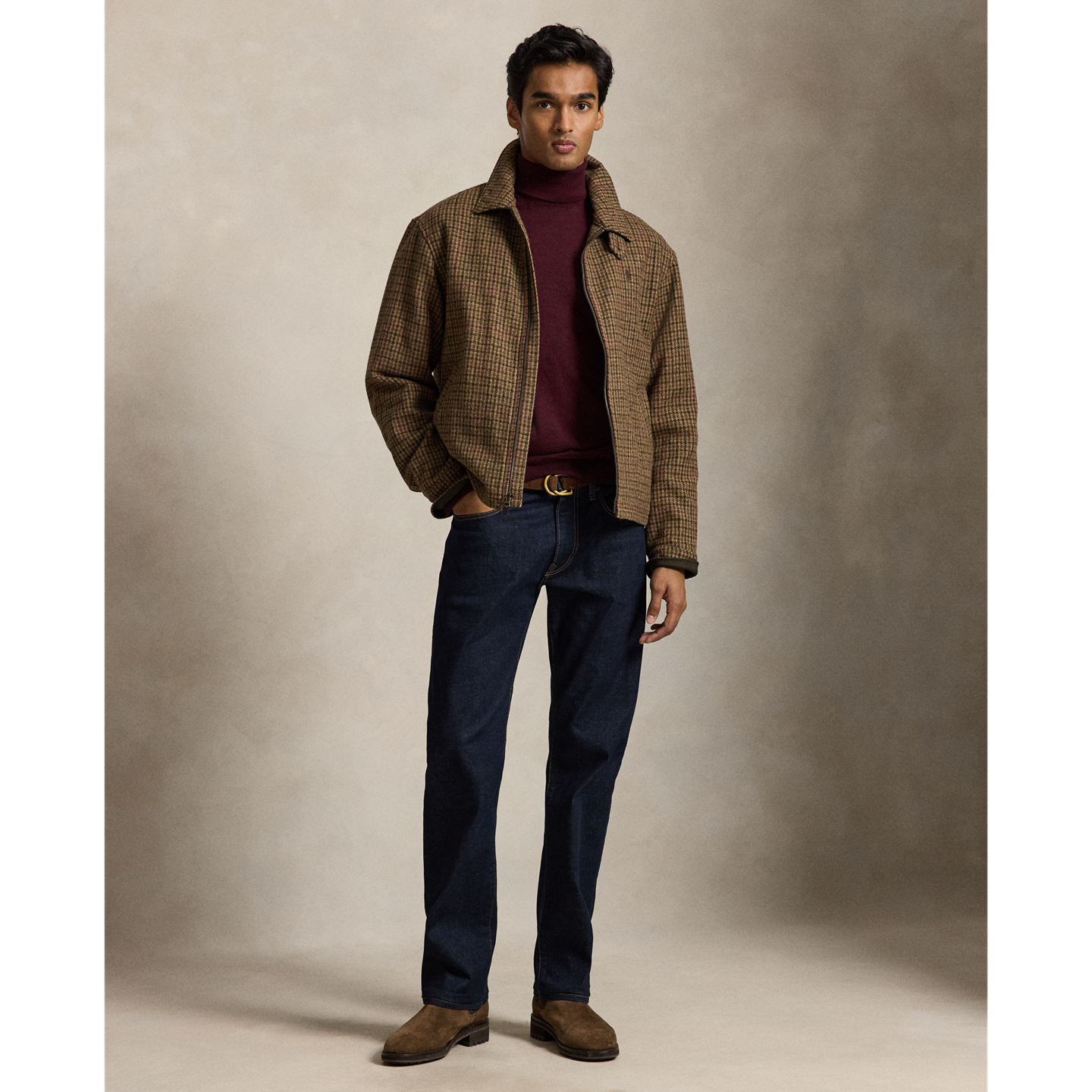 Мужской свитер Ralph Lauren Washable Wool Turtleneck, цвет: Винный меланжевый — фото 1