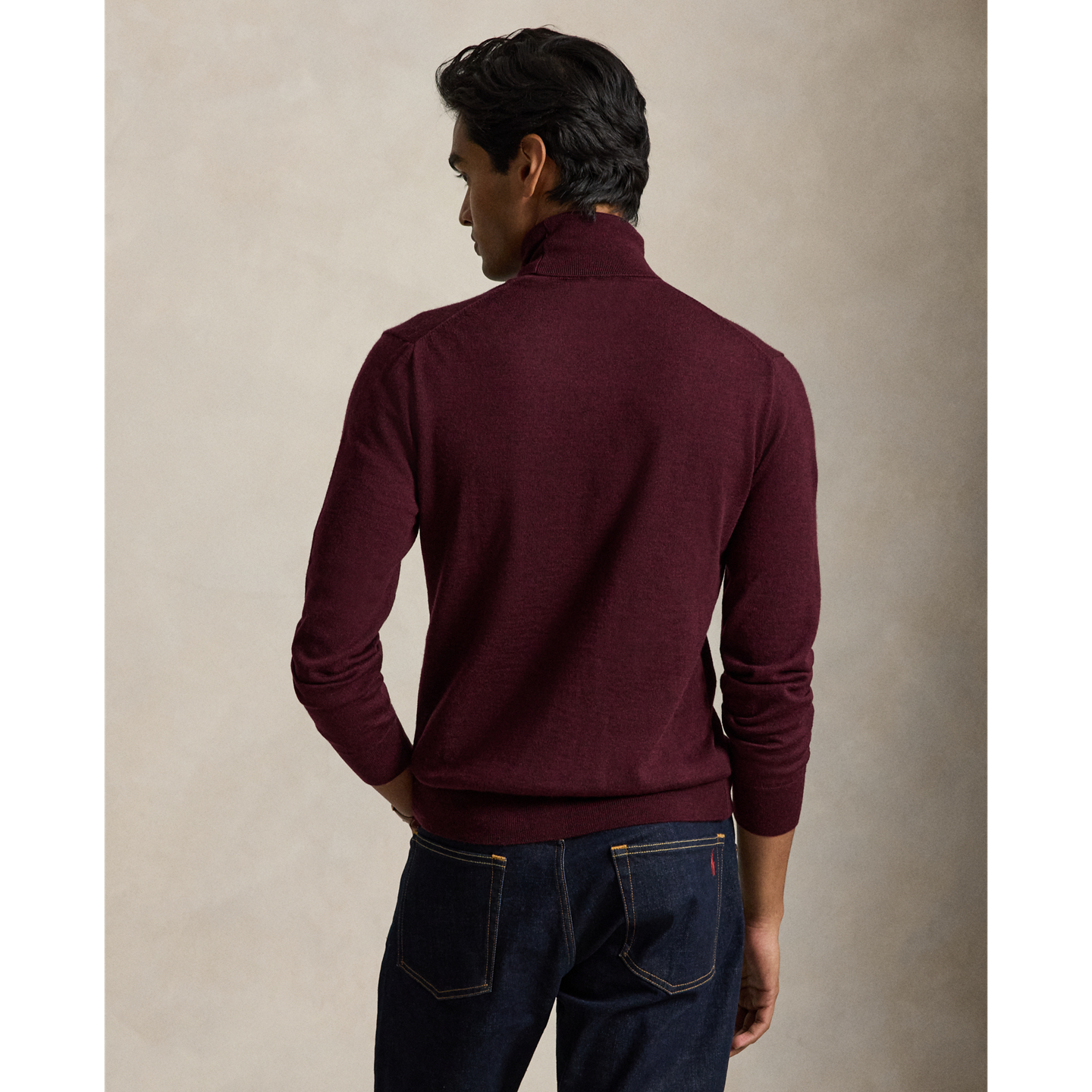 Мужской свитер Ralph Lauren Washable Wool Turtleneck, цвет: Винный меланжевый — фото 2