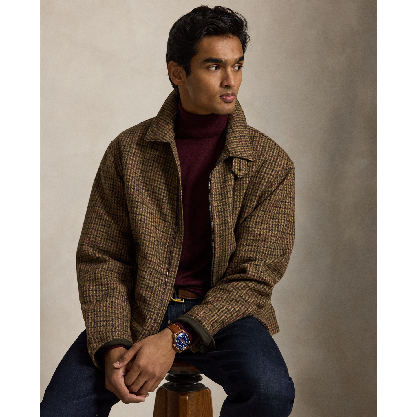 Мужской свитер Ralph Lauren Washable Wool Turtleneck, цвет: Винный меланжевый — фото 4