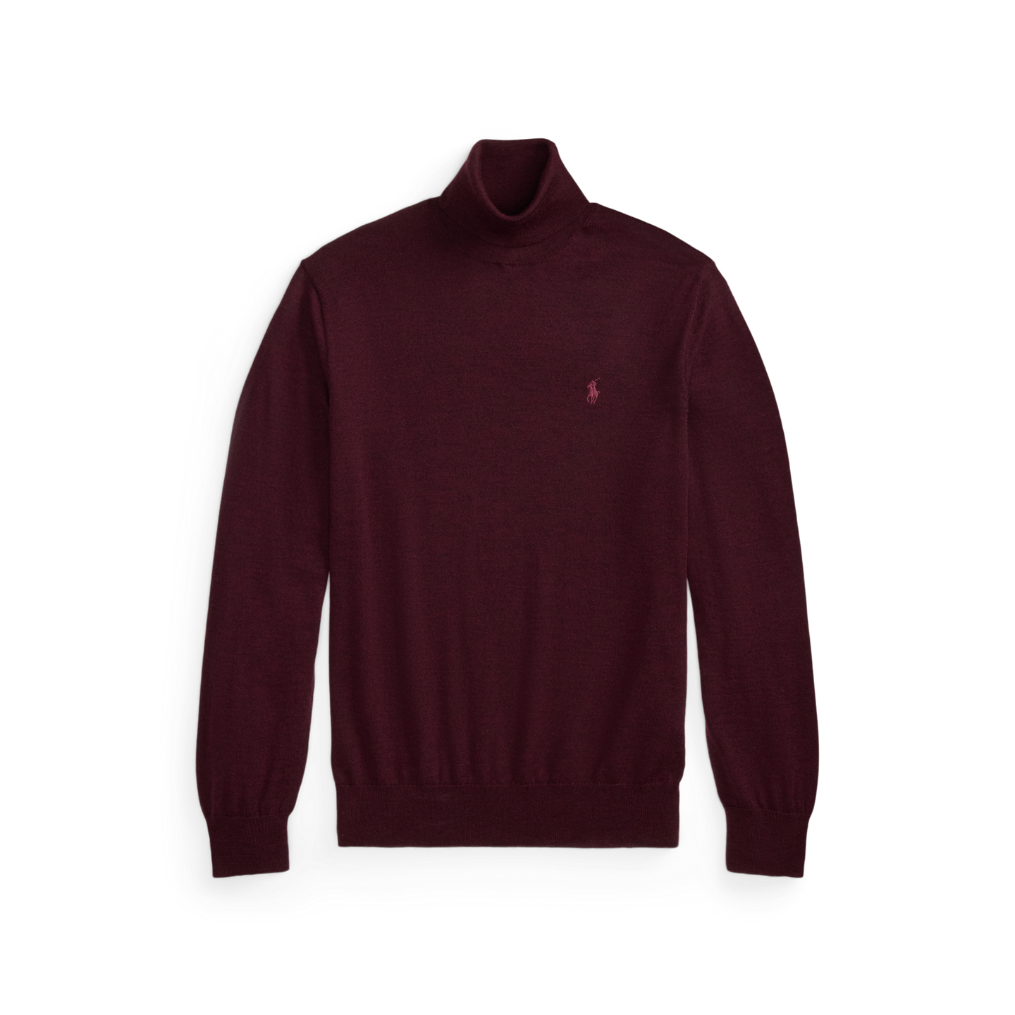 Мужской свитер Ralph Lauren Washable Wool Turtleneck, цвет: Винный меланжевый — фото 6