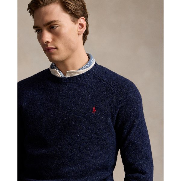 Speckled Wool Blend Crewneck Sweater