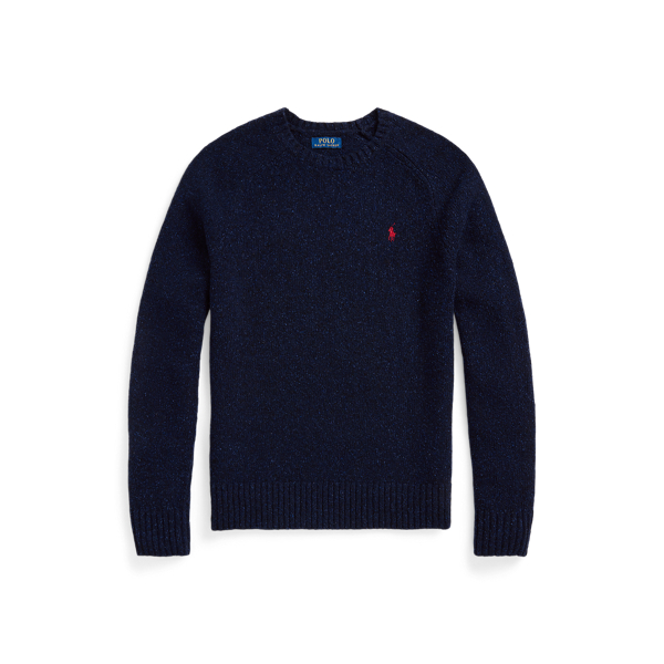 Speckled Wool Blend Crewneck Sweater