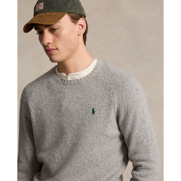 POLO RALPH LAUREN Logo Speckled Wool Sweater Crewneck Men's top Gray