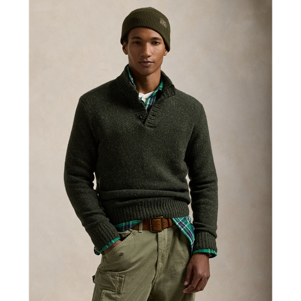 Speckled Wool Blend Mockneck Jumper for Men Ralph Lauren UK