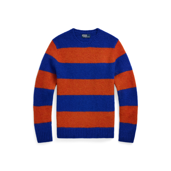 Suede-Patch Striped Sweater