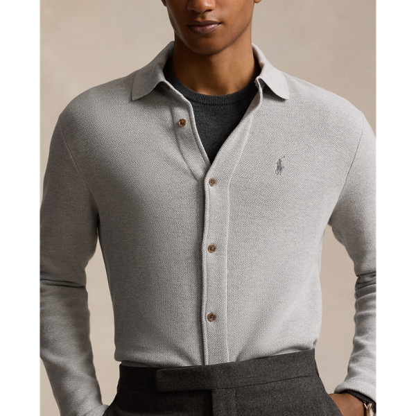 Andover Heather Mesh-Knit Cotton Polo-Collar Cardigan Polo Ralph Lauren 6