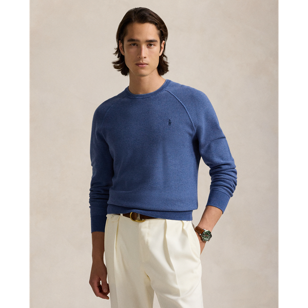Blue Combo Pull à col rond en coton texturé Polo Ralph Lauren 1