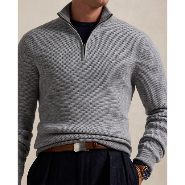 Grey Combo Washable Wool Quarter-Zip Jumper Polo Ralph Lauren 6