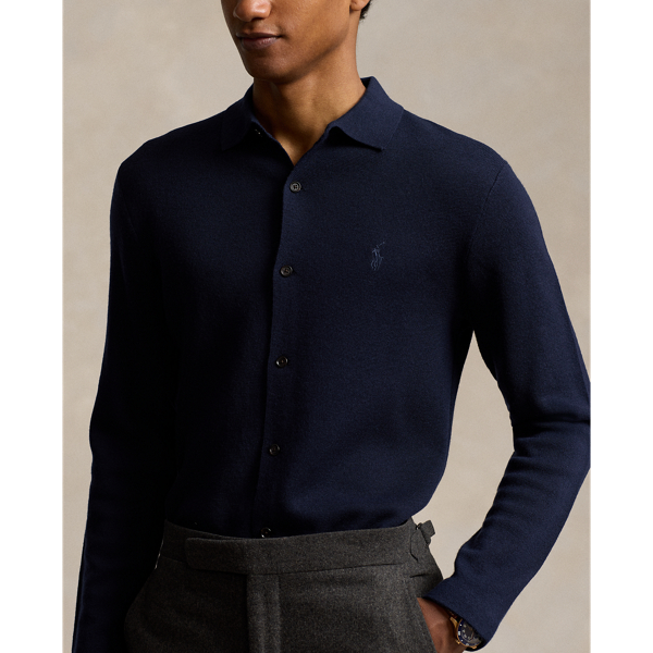 Hunter Navy Washable Wool Shirt Jumper Polo Ralph Lauren 6
