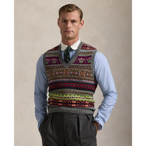 Fair Isle Wool Sleeveless Jumper for Men Ralph Lauren GI