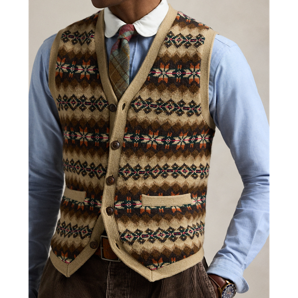 Fair Isle Wool Jumper Waistcoat