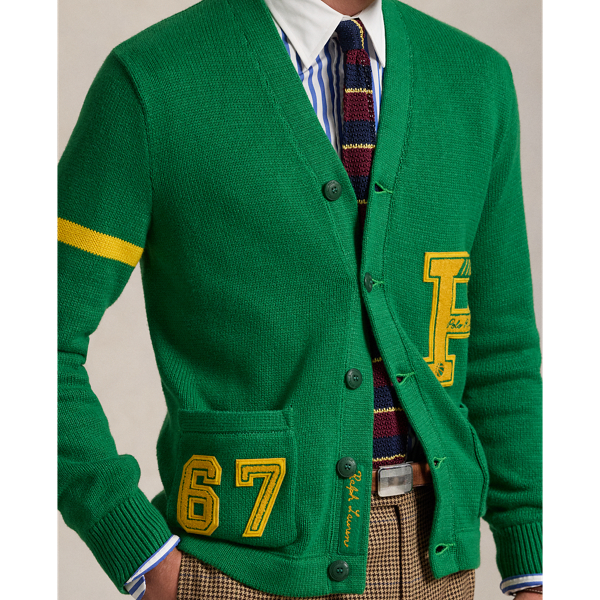 Polo ralph lauren cotton letterman cardigan best sale