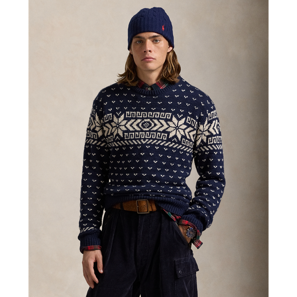 Navy Combo Snowflake Cotton-Cashmere Sweater Polo Ralph Lauren 1