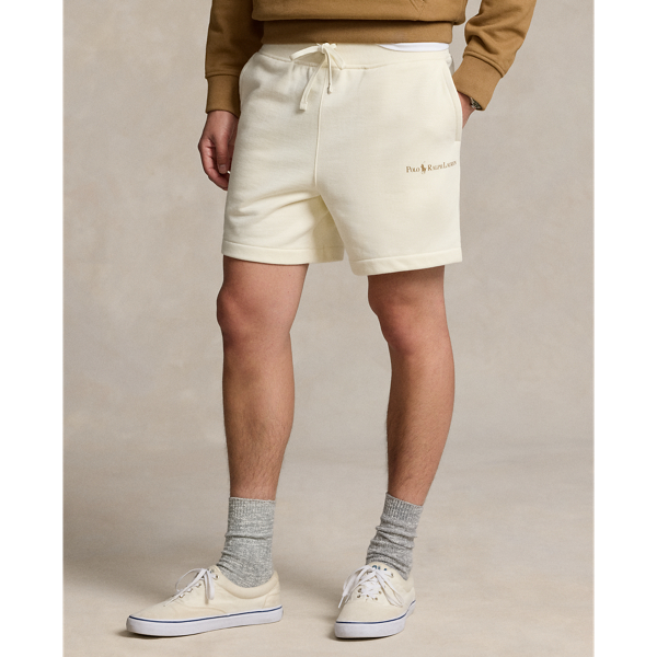 Cream 15.2 cm Relaxed Fit Logo Fleece Short Polo Ralph Lauren 4