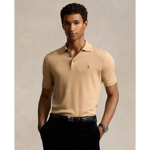 Camel Melange Cotton Polo-Collar Sweater Polo Ralph Lauren 1