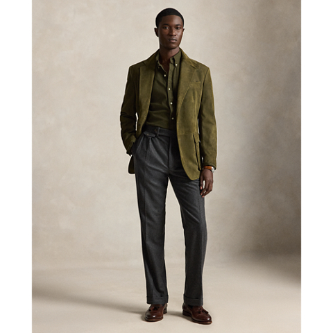 Мужская рубашка Ralph Lauren Classic Fit Brushed Flannel, цвет: Оливковый