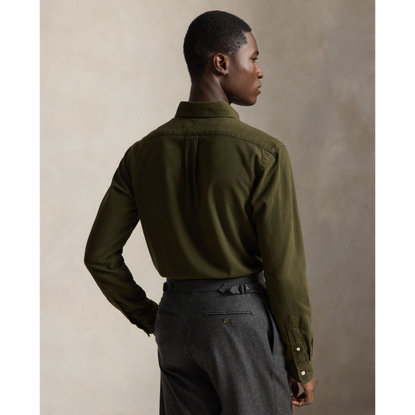 Мужская рубашка Ralph Lauren Classic Fit Brushed Flannel, цвет: Оливковый — фото 2