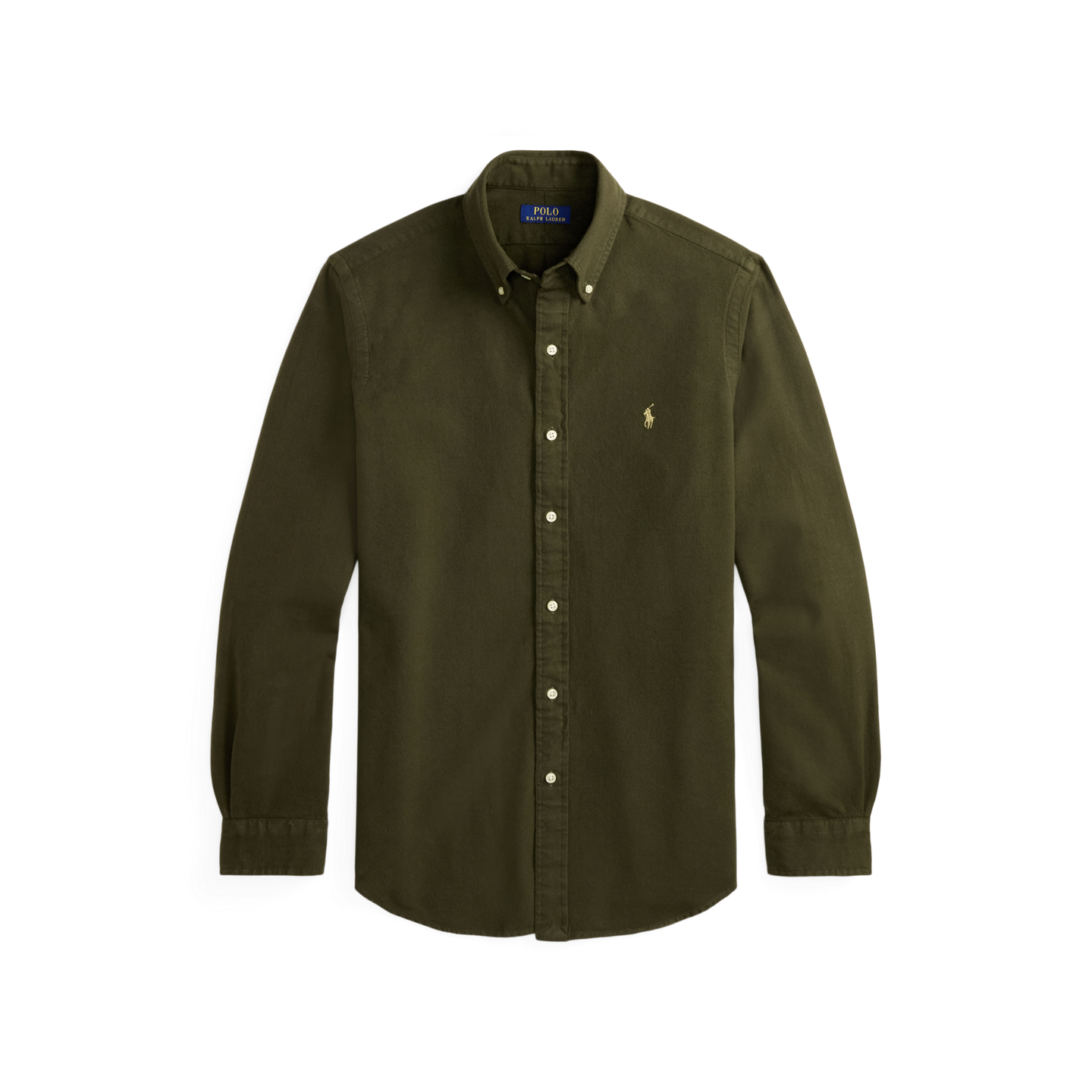 Мужская рубашка Ralph Lauren Classic Fit Brushed Flannel, цвет: Оливковый — фото 4