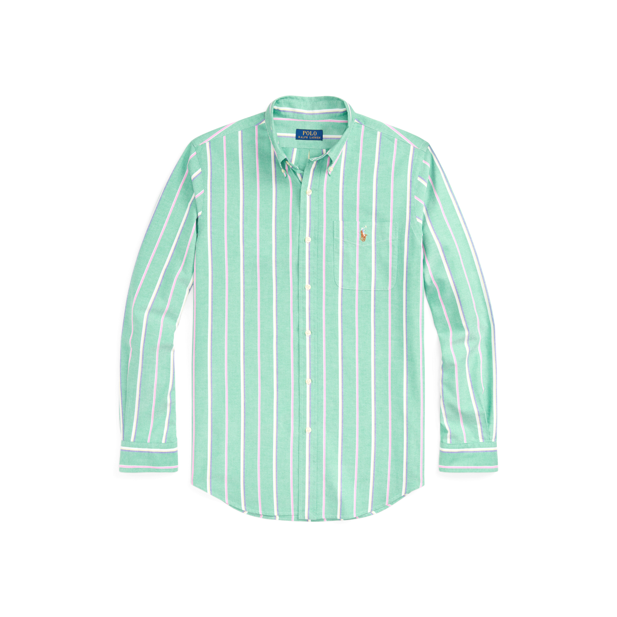 Green striped oxford shirt on sale