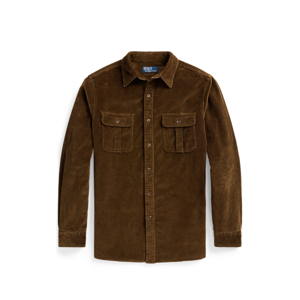 Classic Fit Suede Patch Corduroy Shirt