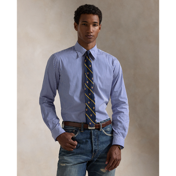 Blue/White Classic Fit Striped Poplin Shirt Polo Ralph Lauren 4