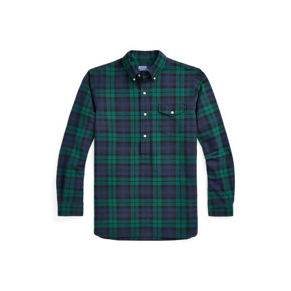 Classic Fit Plaid Popover Oxford Shirt