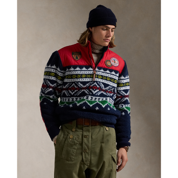 Cruise Navy Multi Pile Fleece Hybrid Pullover Polo Ralph Lauren 1