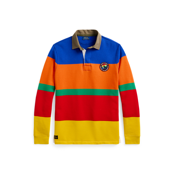 Classic Fit Striped Fleece Rugby Shirt