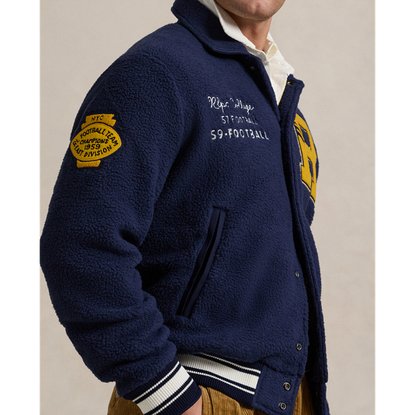 Pile Fleece Letterman Jacket