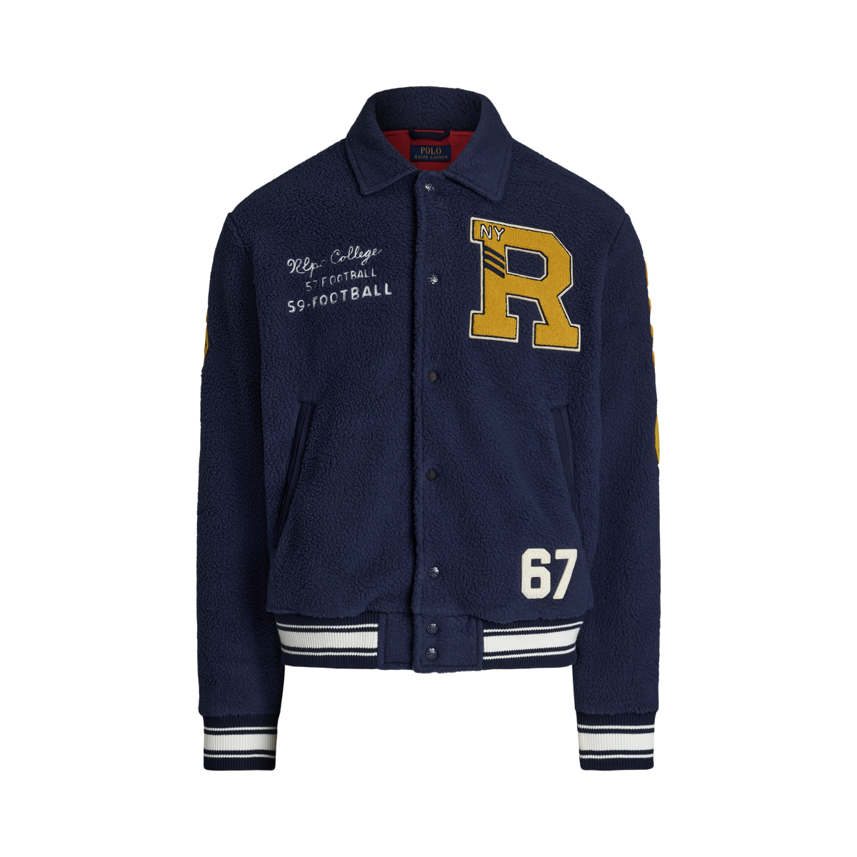 アウターその他 POLO RALPH LAUREN File Fleece Letterman Jacket Navy Fleece Letterman Jacket