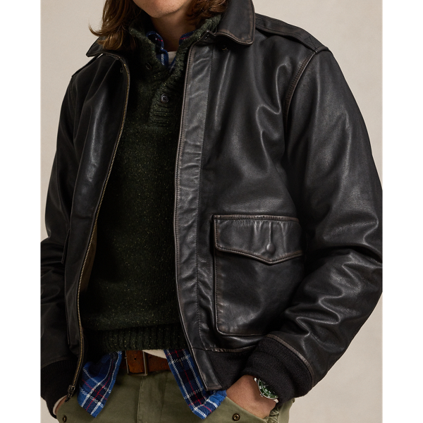 Lined leather bomber jacket hotsell