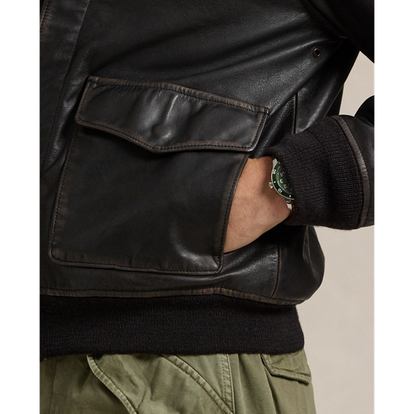 Ralph lauren men's leather bomber jackets best sale