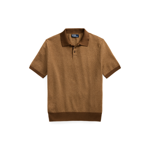 Herringbone Polo-Collar Sweater