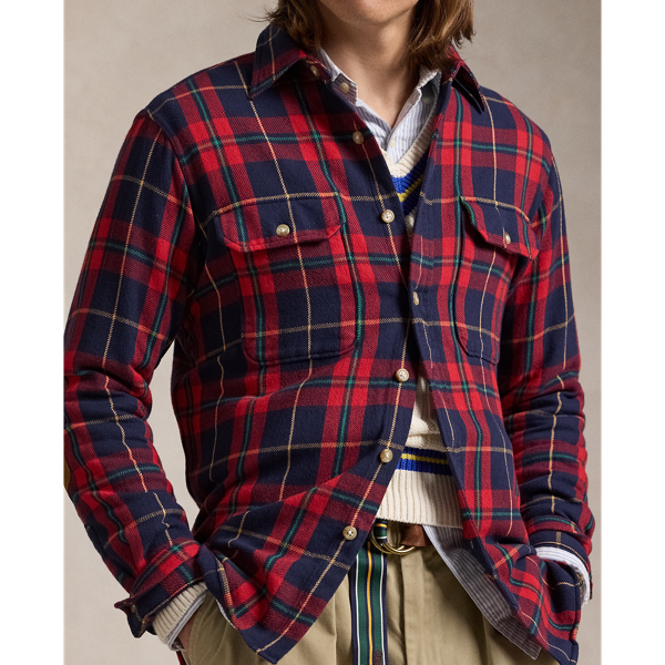 Classic Fit Suede Patch Plaid Workshirt