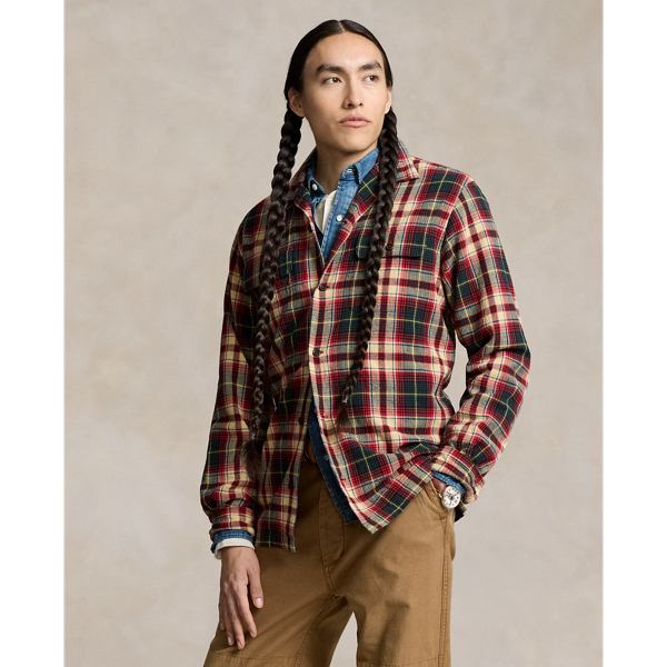 Classic Fit Plaid Cotton-Linen Shirt