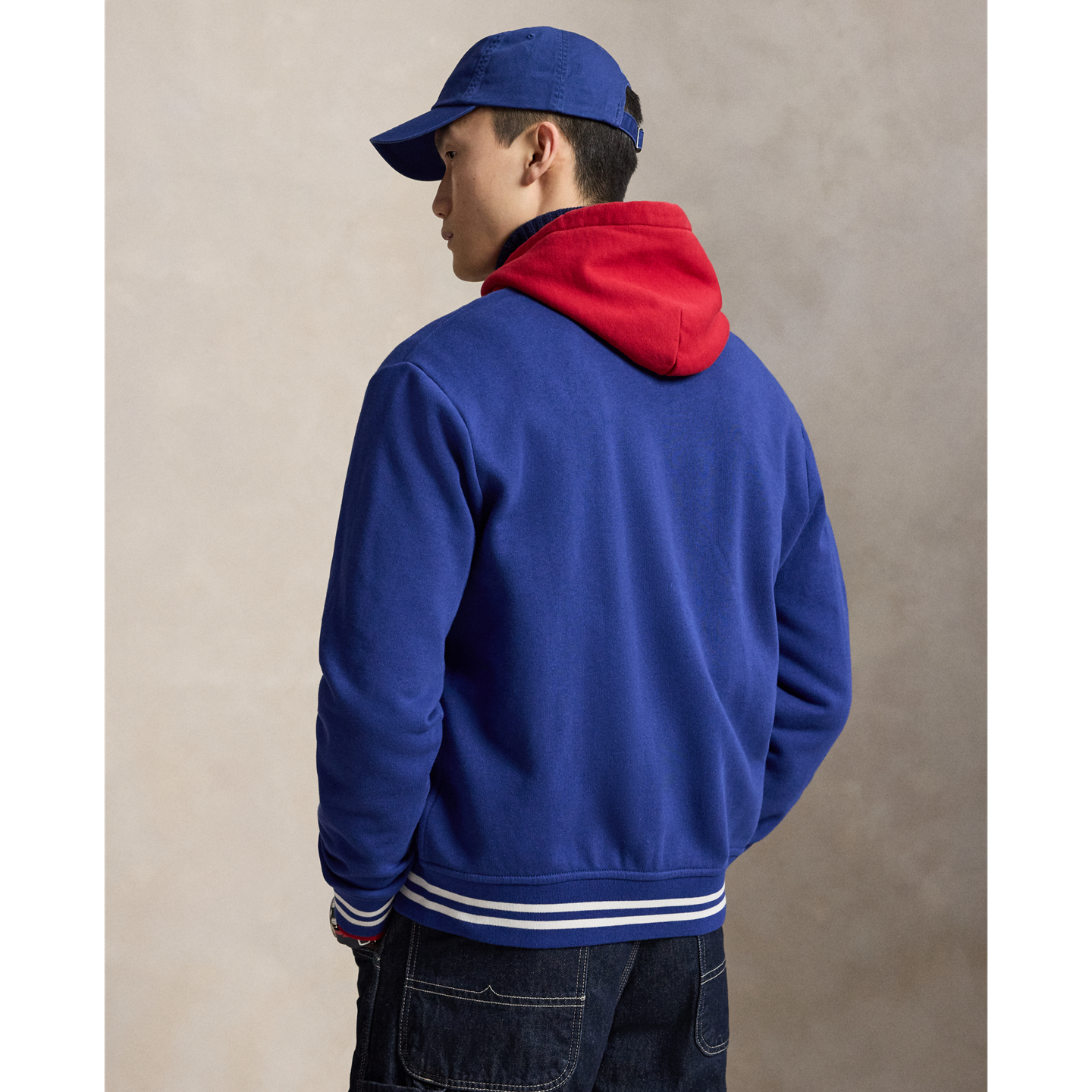Куртка Ralph Lauren Big Pony Fleece Baseball, цвет: Синий / Белый — фото 2