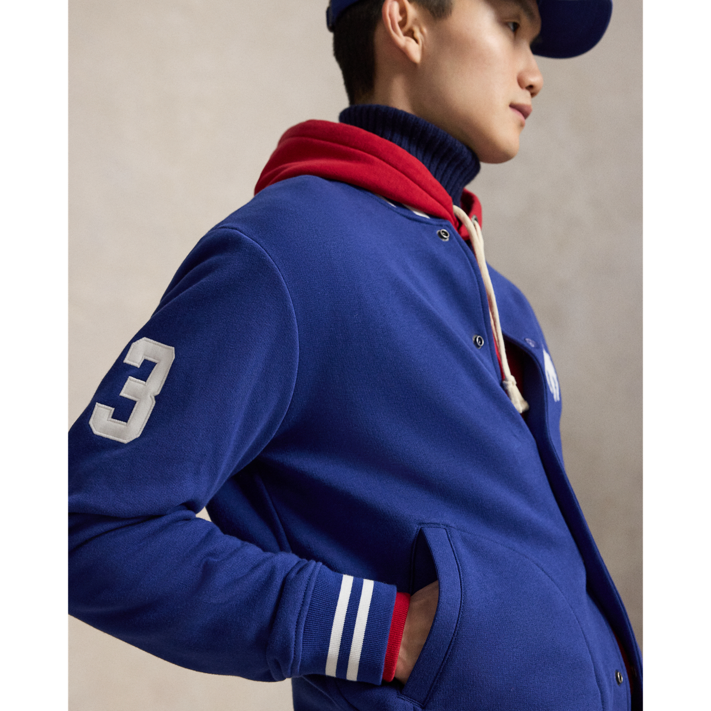 Куртка Ralph Lauren Big Pony Fleece Baseball, цвет: Синий / Белый — фото 3