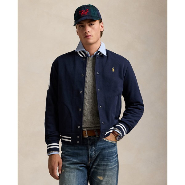 Rl Navy Polo Crest Fleece Baseball Jacket Polo Ralph Lauren 1