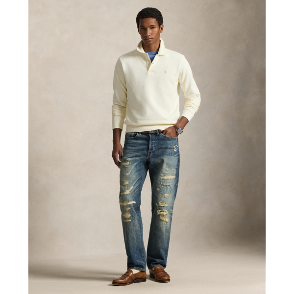 Clubhouse Cream Loopback Fleece Collared Sweatshirt Polo Ralph Lauren 4