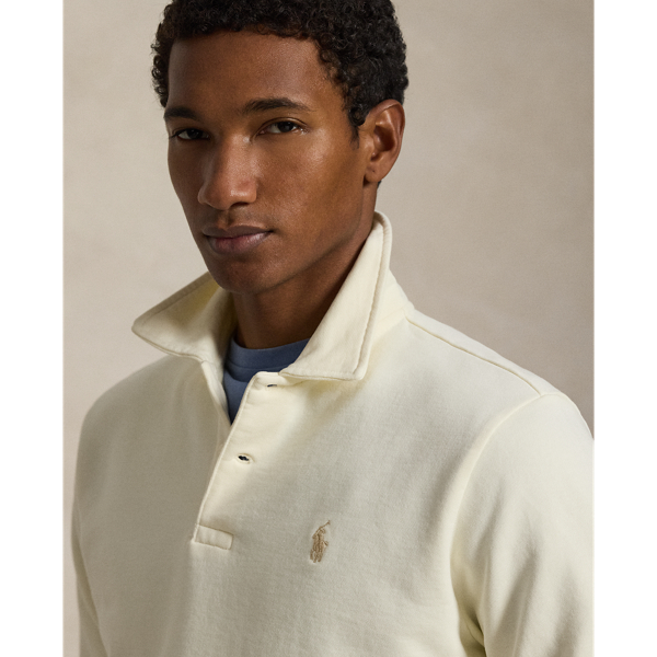Clubhouse Cream Loopback Fleece Collared Sweatshirt Polo Ralph Lauren 6