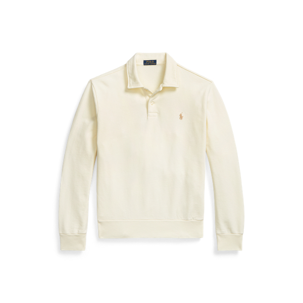 Clubhouse Cream Loopback Fleece Collared Sweatshirt Polo Ralph Lauren 2