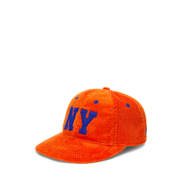 Red Orange X NY Patch Corduroy Ball Cap Polo Ralph Lauren 1