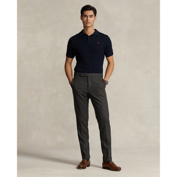 Hunter Navy Cable-Knit Cotton Polo-Collar Sweater Polo Ralph Lauren 4