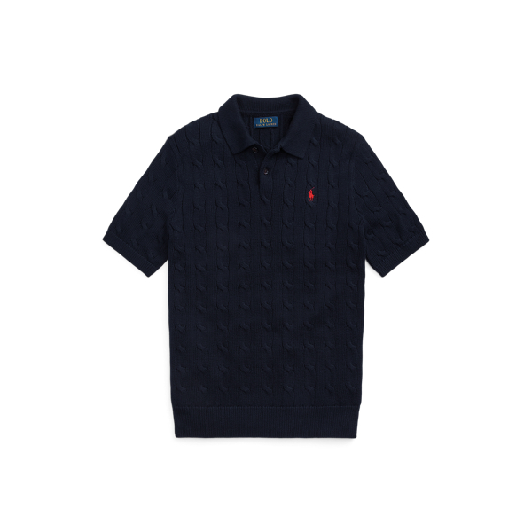 Cable-Knit Cotton Polo-Collar Jumper