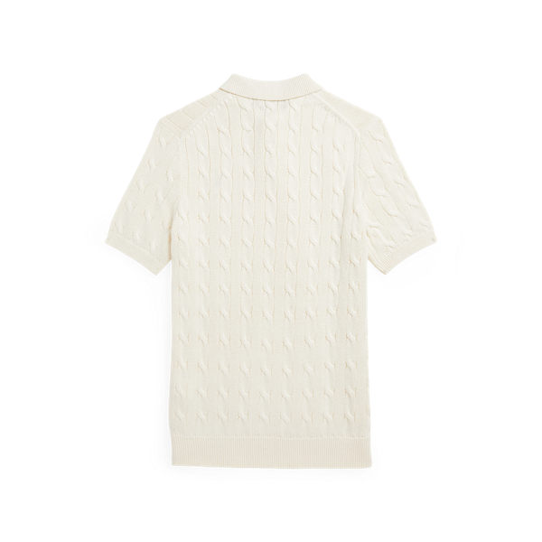 Pullover mit Polokragen und Zopfmuster Polo Ralph Lauren in Andover-Creme 2