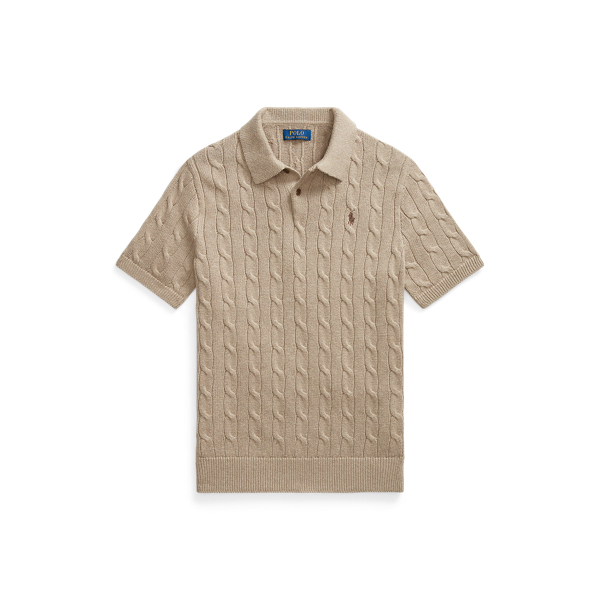 Cable-Knit Cotton Polo-Collar Jumper