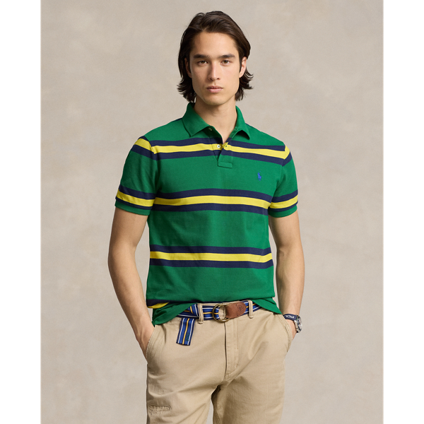 Polo en piqué rayé Custom Slim Fit Polo Ralph Lauren en Vert athlète multi 1